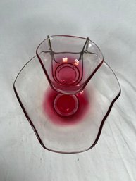 Indiana Glass Ruby Red Chip Dip Bowl Set - Red Ombre Retro