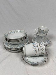 Norleans China Blue Bell Japan Ceramic Dinner Set For 4