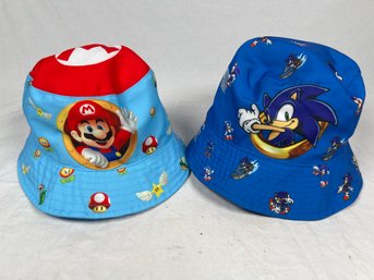 Two Children Hat Summer Kids Bucket Sun Cap Foldable Mario & Sonic