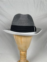 White Brim Two Tone Braided Pinch Fedora Hat Milani