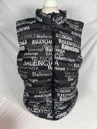 Balenciaga Style Monochrome Logo Printed Puff West