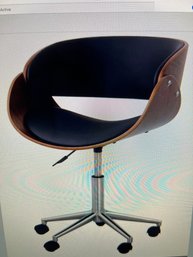 Versanora Modern Ergonomic Faux Leather Curved Seat Adjustable Swivel Home Office Black And Brown