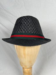 Dark Green Straw Hat For Men Red Green Band