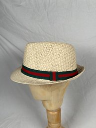 Ivory Straw Hat For Men Red Green Band