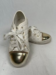 Michael Kors MK White And Gold Girl Sneakers Size 1