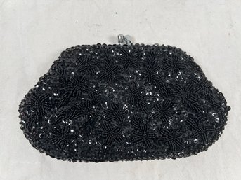 Vintage Grande Maison Blanche British Hong Kong Black Beaded Sequin Change Purse