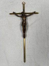 Vintage Bronze Cross JESUS Wall CRUCIFIX Religious 9.5'