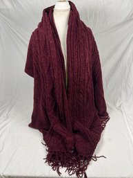 Outside Additions By Stan Herman Wide Scarf One Size Chenille Bordeaux NEW