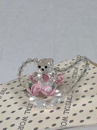 Vintage New-In-Box The Crystal World Crystal Teddy Bear In Basket