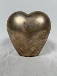 Silver Tone Metal Vase Heart Shaped