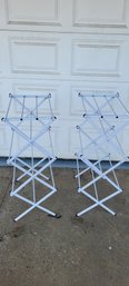 Lot Of Two WHITE Clothes Drying Rack Metal Steel Outdoor Collapsible