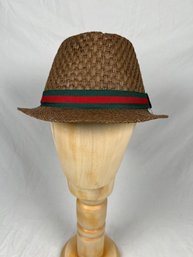 Tan Straw Hat For Men Red Green Band