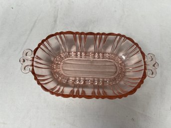 Vintage Anchor Hocking 'Old Cafe' Pink Depression Glass Olive, Relish Dish