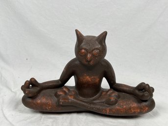 PIER 1 IMPORTS YOGA CAT STATUE BRONZE CERAMIC DISCONTINUED MEDITATING ZEN