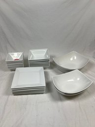 White Square Porcelain Dinner Set By Cooks & Everyday White