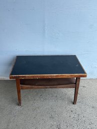 MCM Walnut Coffee Table With Black Laminated Top