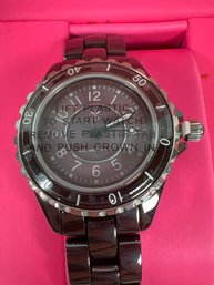 Isaac Mizrahi Live! Ladies Watch Black Tone Steel Band New In Box Old Stock