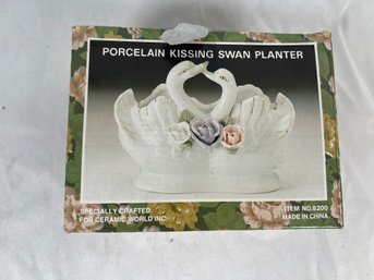 Porcelain Kissing Swan Planter