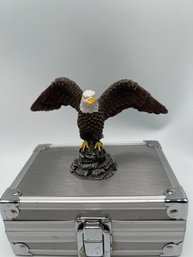 Vintage Resin EAGLE Figurine By Ceramic World Inc. 3' Tall In Metal Box