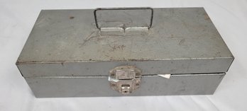 Metal Toolbox With Some Tools