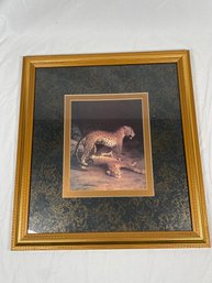 Agasse, Jacques-Laurent 20x24 Wood Framed Print Titled - Two Leopards Lying In The Exchange