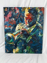 Jazz Musician Original Oil Painting Signed Sin 20'x24'