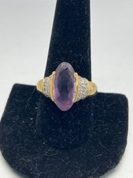 Vintagr Gold Plated? Sterling Silver Ring With Amethist