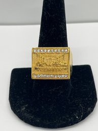 Men's Last Supper Religious Stainless Steel Gold Tone Ring Size 10.25