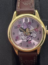 Disney Minie Mouse  MZBerger Brown Leather Or Faux Leather Strap New