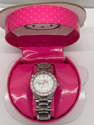 Sanrio Hello Kitty Watch Pearl Look Dial Pink White Quartz Watch