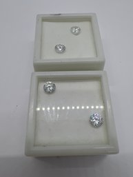 2 Sets 2.5Ct 6mm Round Diamond Cut CZ