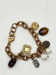 Chicos Charm Bracelet Gold Tone Mixed Charms Boho Jewelry 6.5-7.5'