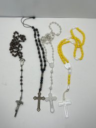 4 Vintage Rosary Necklaces