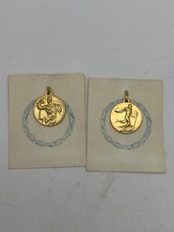 Two Round 3D Stamped Commemoraive Medals