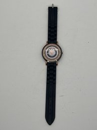 Black Rose Gold Tone Quartz Watch With Resin Strap