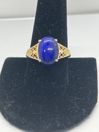 Vintage Lapis 14k Gold Filigree Ring 4.2g