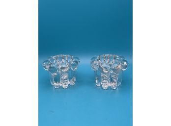 Vintage MCM Clear Bubble Candle Holders Made In Barsil