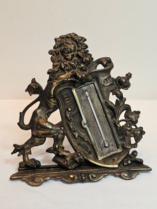 Bradley And Hubbard Brass Lion Thermometer Late 1800s