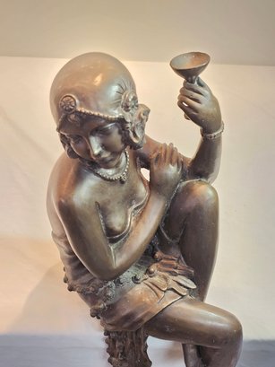 Art Deco Flapper Girl Bronze Sculpture