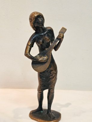 Lady Playing Banjo Bronze