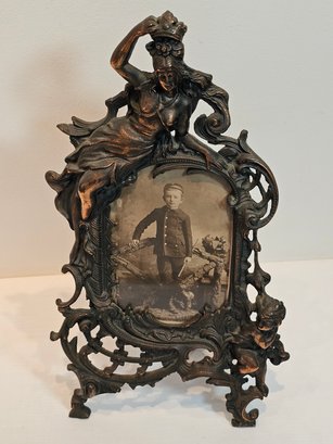 Antique Bronze Picture Frame With Photo