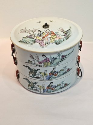 Chinese Export Hand Painted Compartment Box