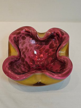 Art Glass Ashtray Pink