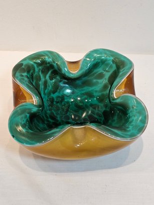 Art Glass Ashtray Green