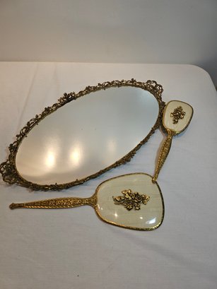 Antique Mirror And Manicure Set