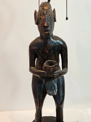 Antique African Wood Carving Made Into Lamp