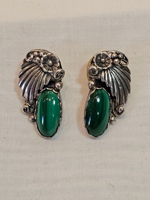 Sterling With Malachite Earrings Lot