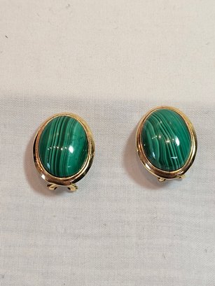 14k Gold With Malachite Earrings