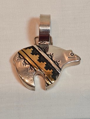 Tommy Singer Sterling And Gold Bear Pendant