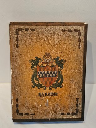 Antique Documents Box With Harlow Family Crest
